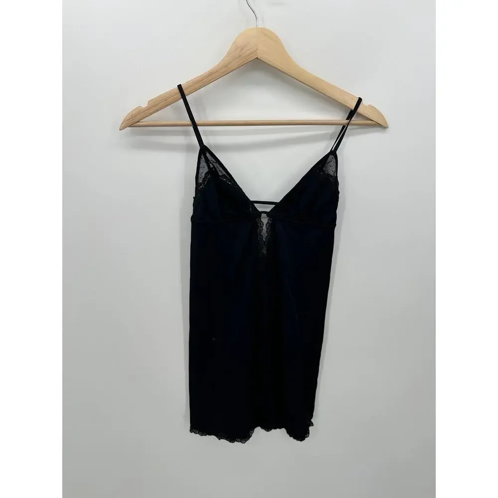 Victoria's Secret Very Sexy Black Slip Lingerie Women Sz M Lace Nylon Date Night